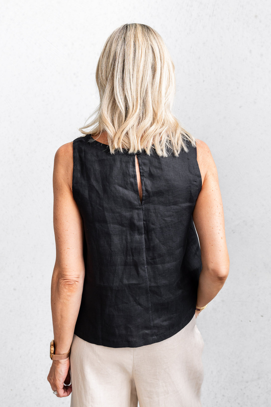 Linen Shell Tank - Black