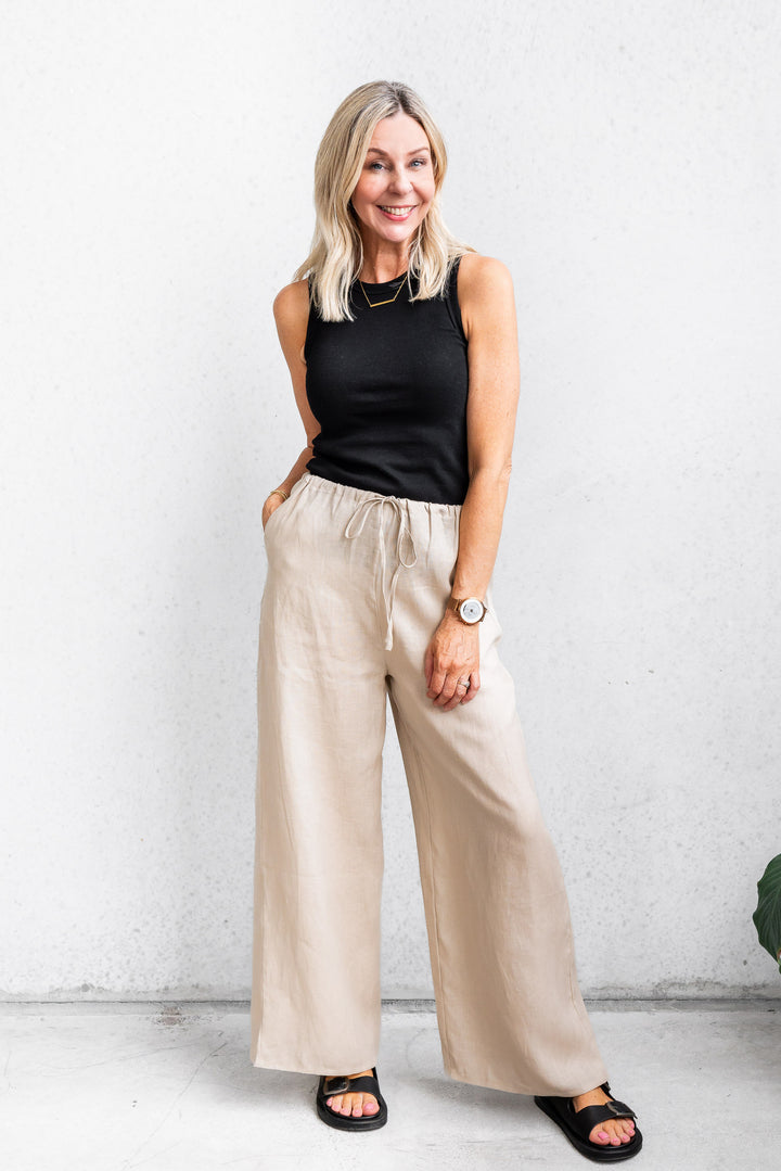 Darcy Linen Pant - Latte