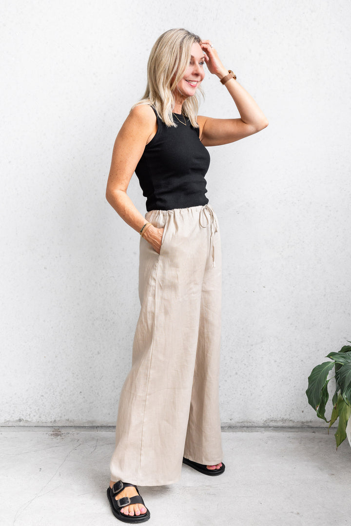 Darcy Linen Pant - Latte