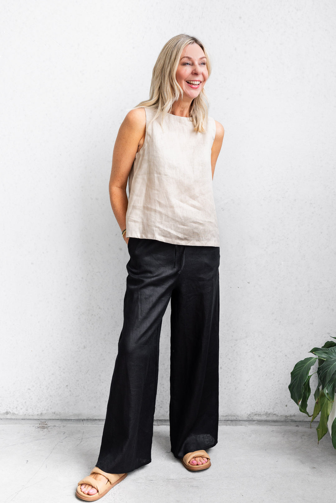 Linen Shell Tank - Latte