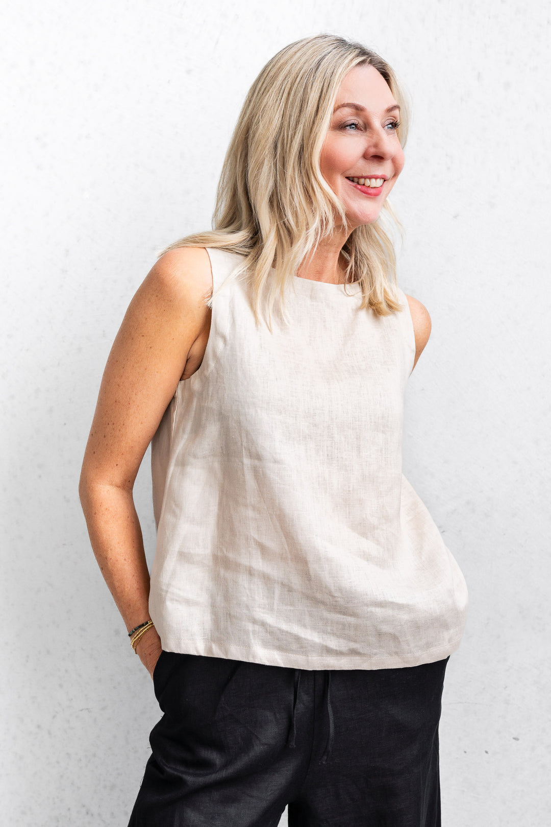 Linen Shell Tank - Latte