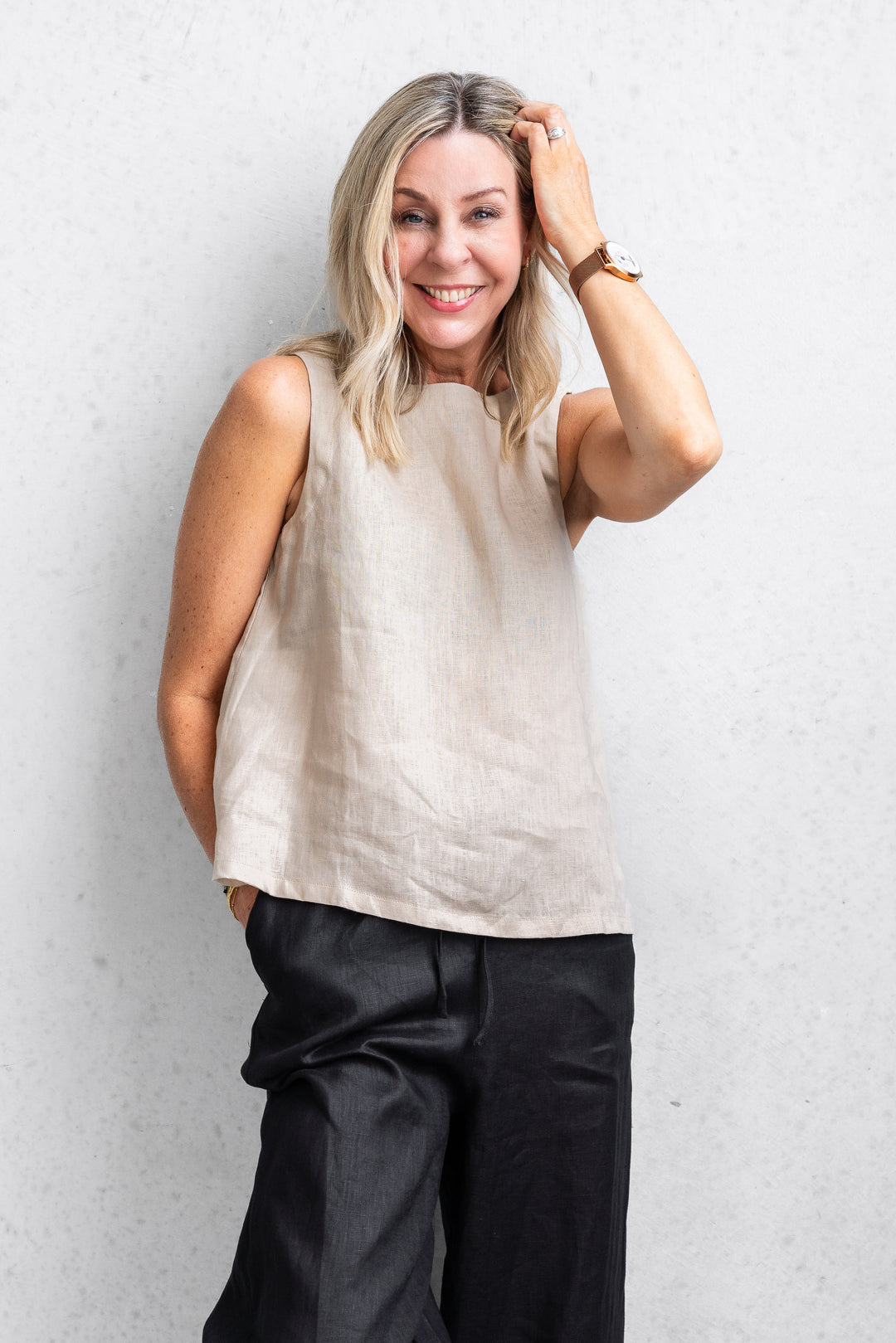 Linen Shell Tank - Latte