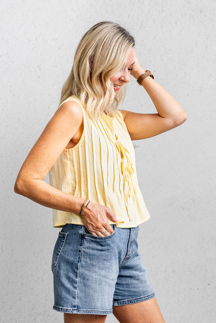 Abbi Tie Tank - Lemon Butter