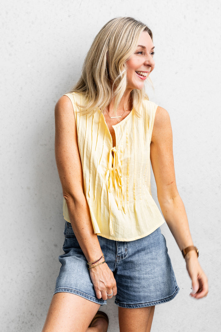 Abbi Tie Tank - Lemon Butter