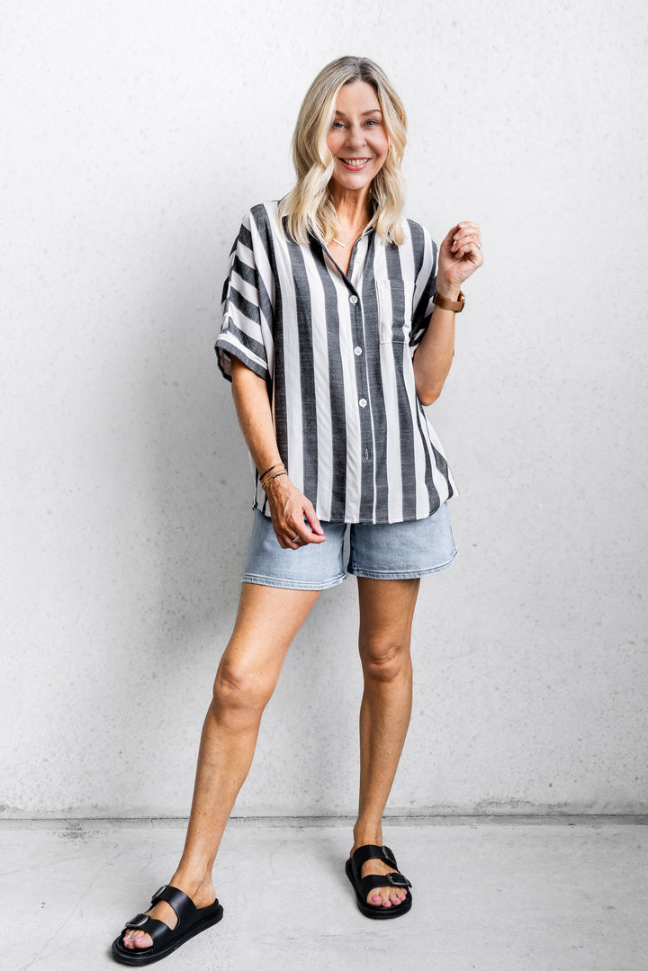 Stevie Stripe Shirt - Charcoal