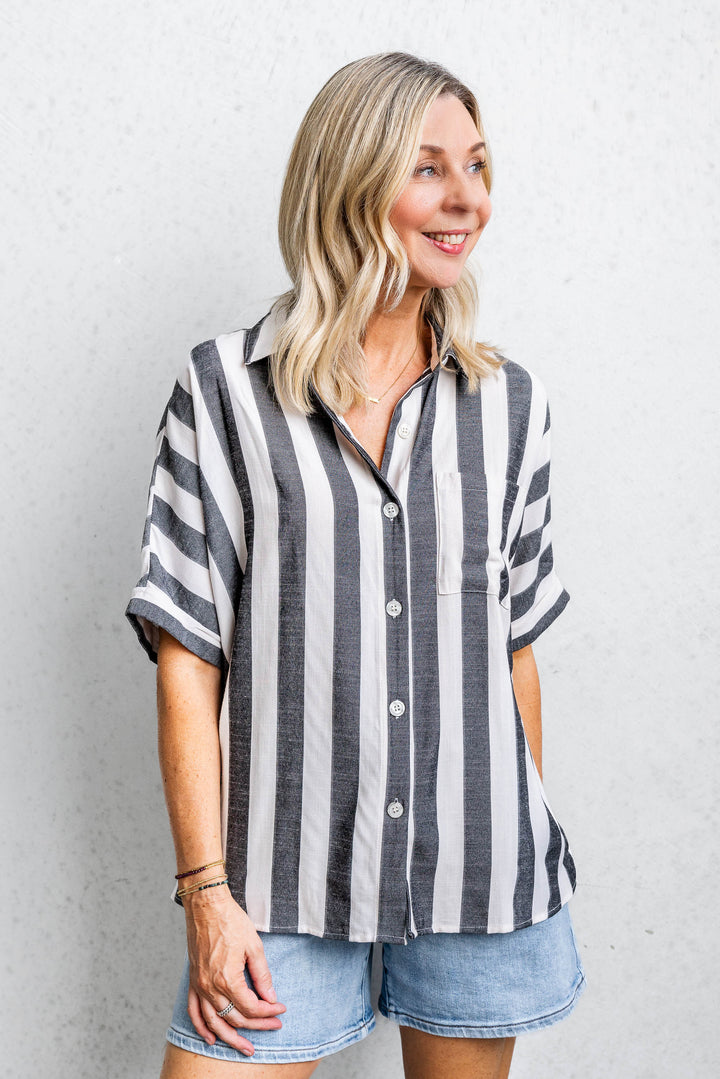 Stevie Stripe Shirt - Charcoal