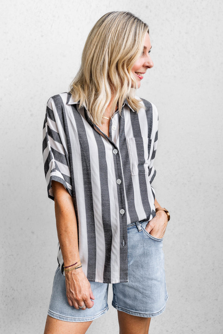 Stevie Stripe Shirt - Charcoal