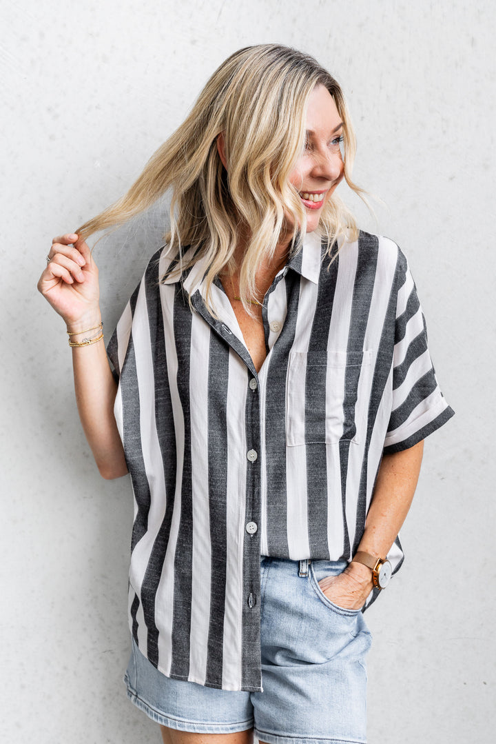 Stevie Stripe Shirt - Charcoal