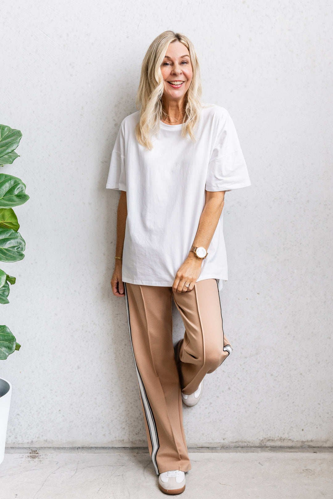 Lina Side Stripe Pant - Tan