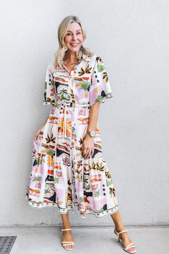 Sunny Palm Midi Dress