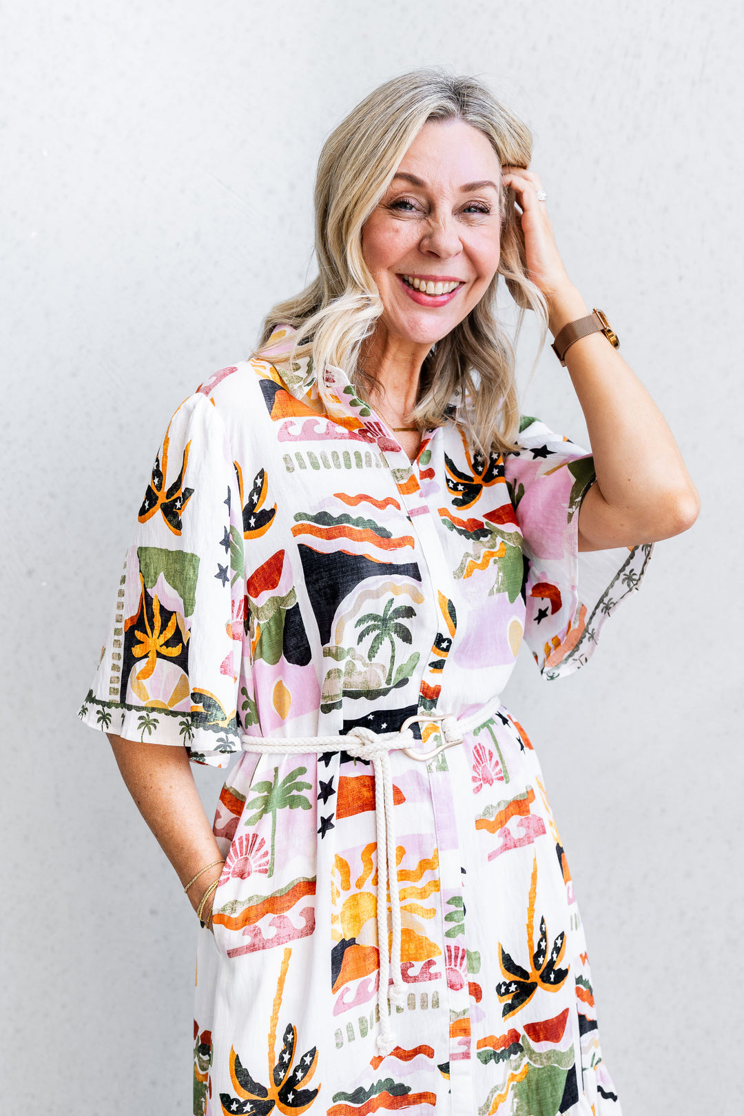 Sunny Palm Midi Dress