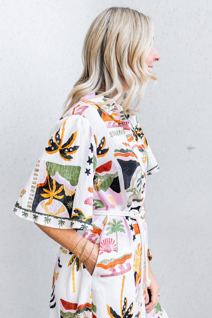 Sunny Palm Midi Dress