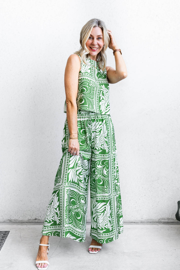 Charli Print Pant - Green