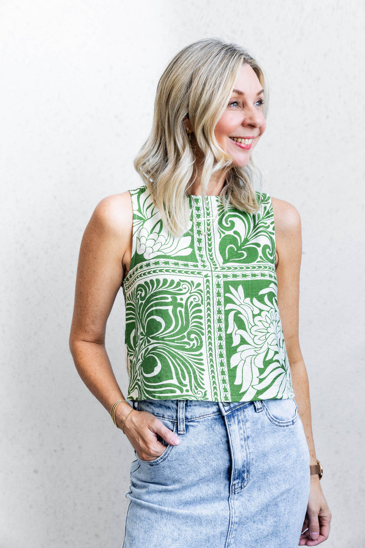 Charli Print Tank - Green