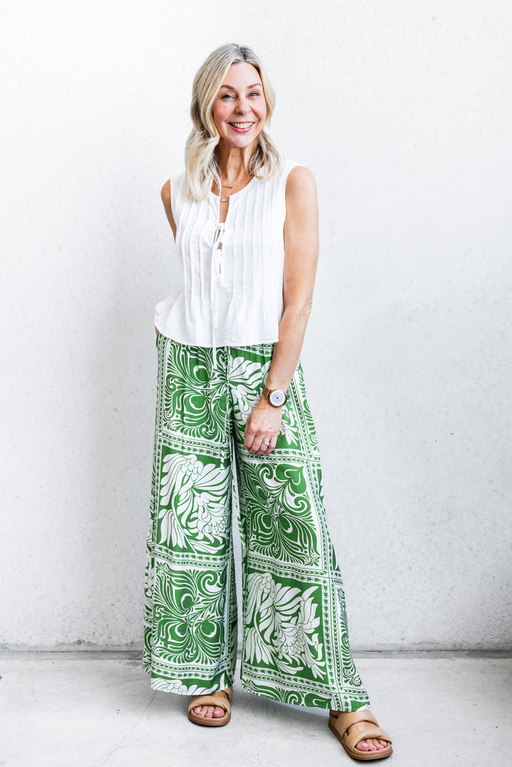 Charli Print Pant - Green