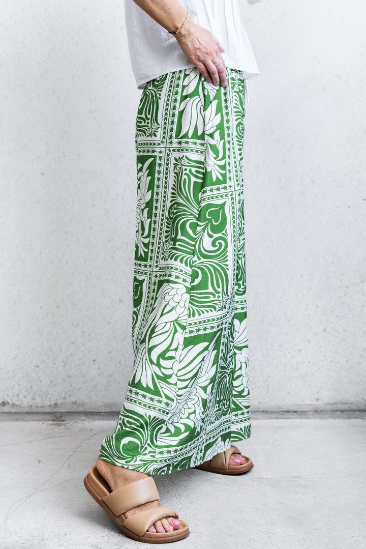 Charli Print Pant - Green