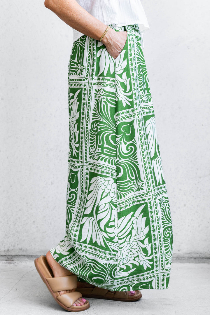 Charli Print Pant - Green