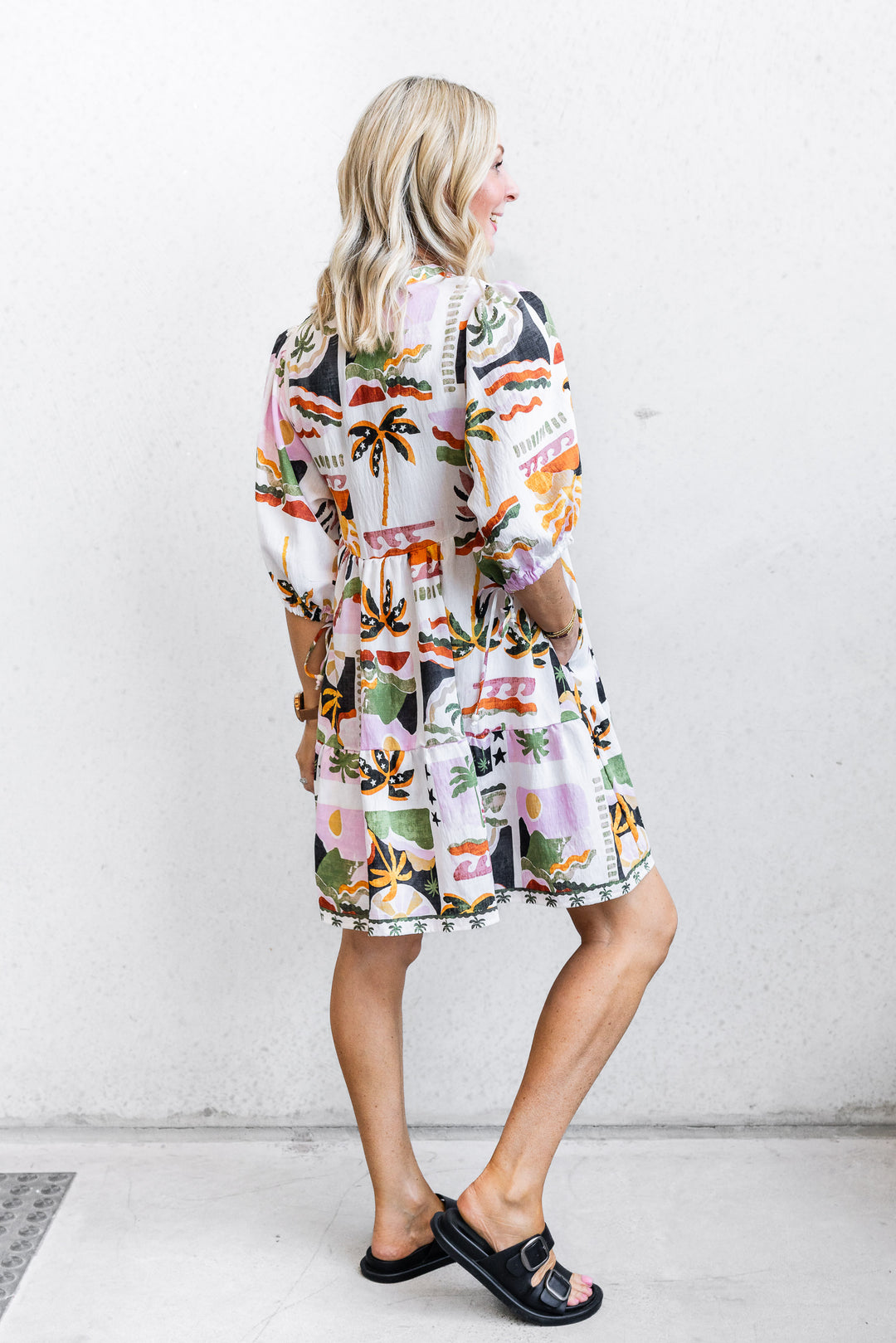 Iris Palm Print Dress