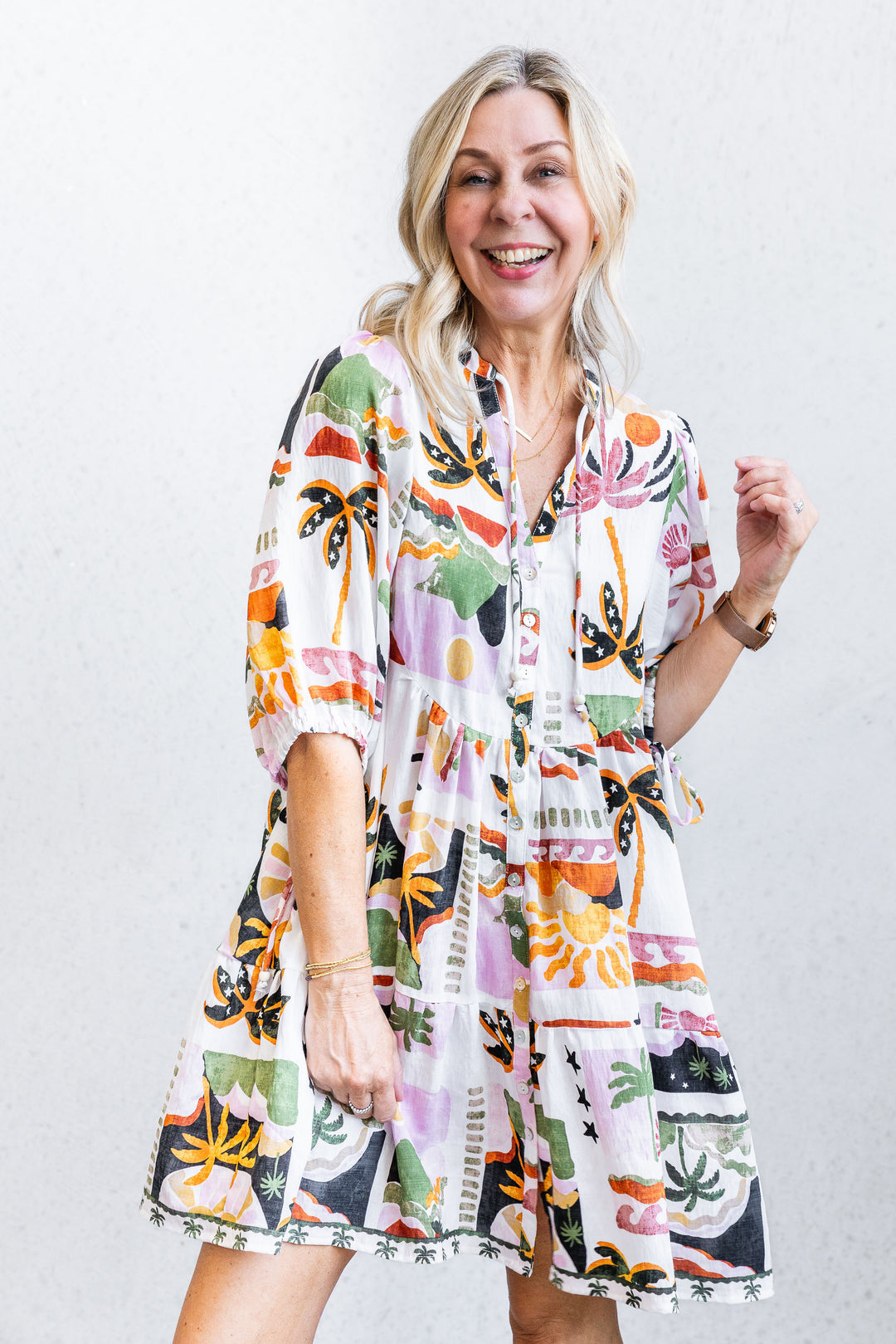 Iris Palm Print Dress