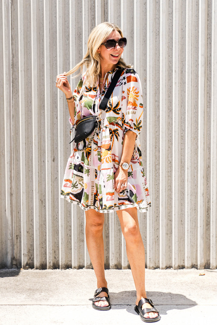 Iris Palm Print Dress