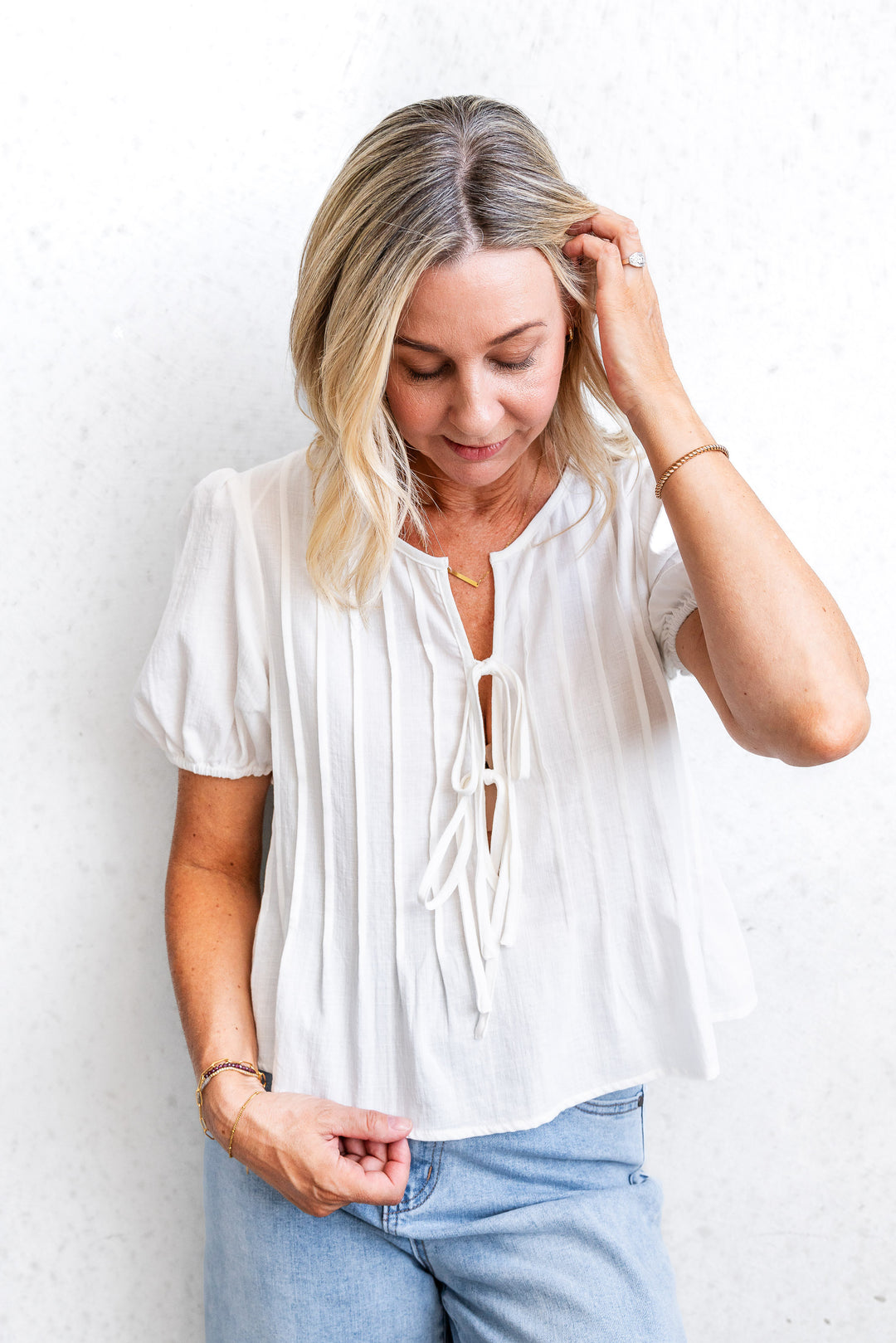 Poppy Tie Top - Off White