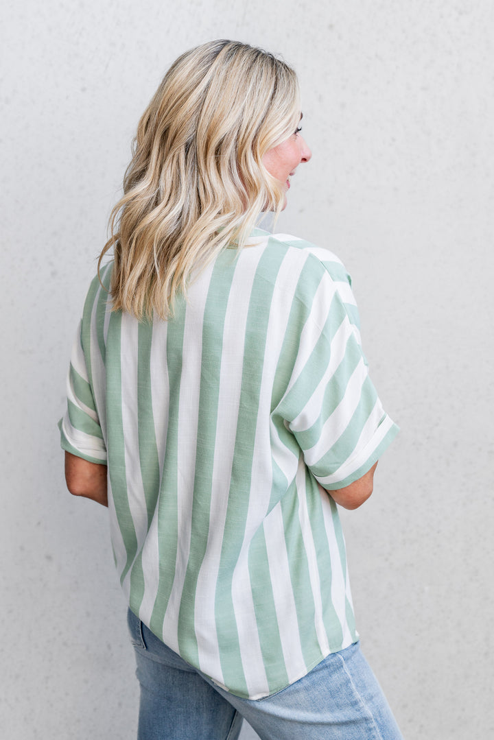 Stevie Shirt - Sage Stripe