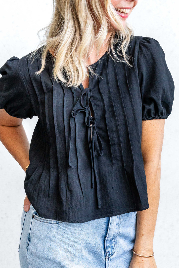 Poppy Tie Top - Black