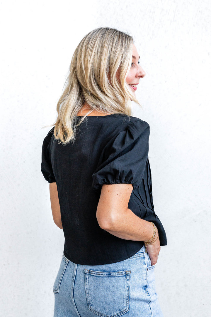 Poppy Tie Top - Black