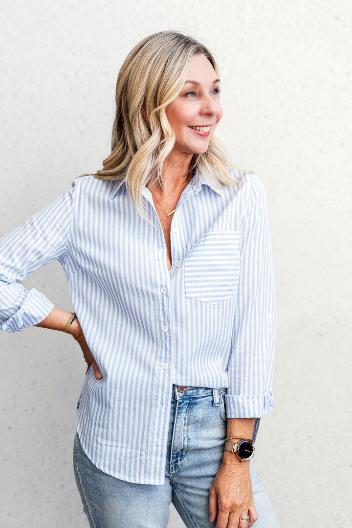 Camryn Shirt - Sky Stripe