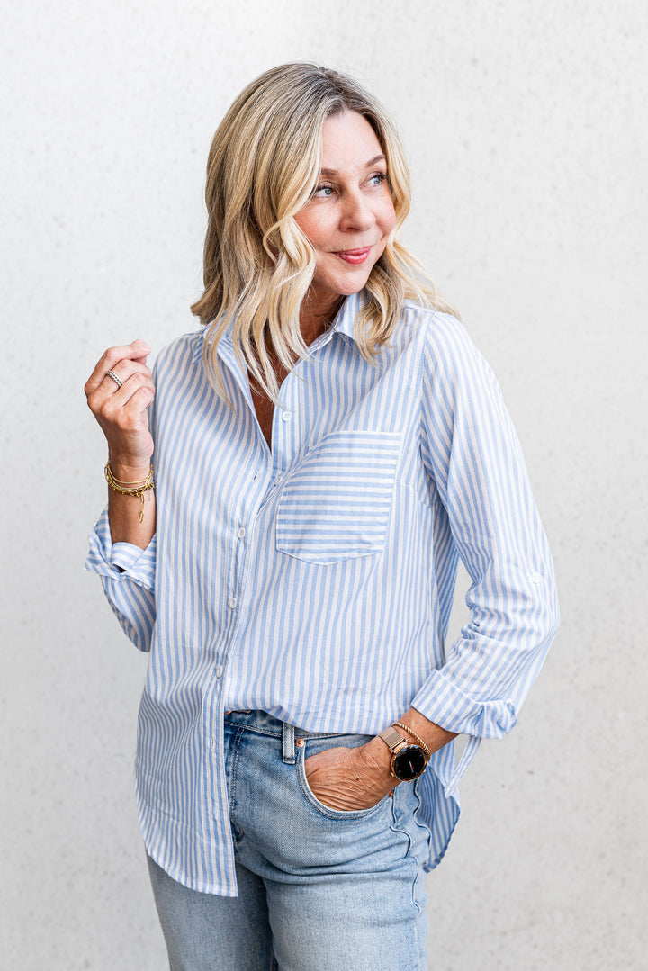 Camryn Shirt - Sky Stripe