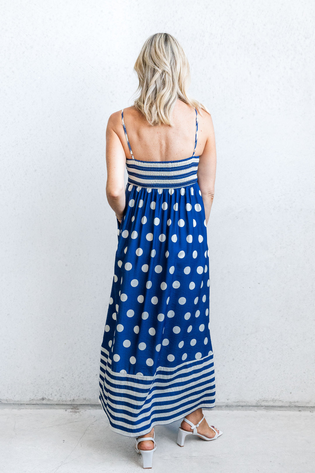 Polka Stripe Dress - Navy