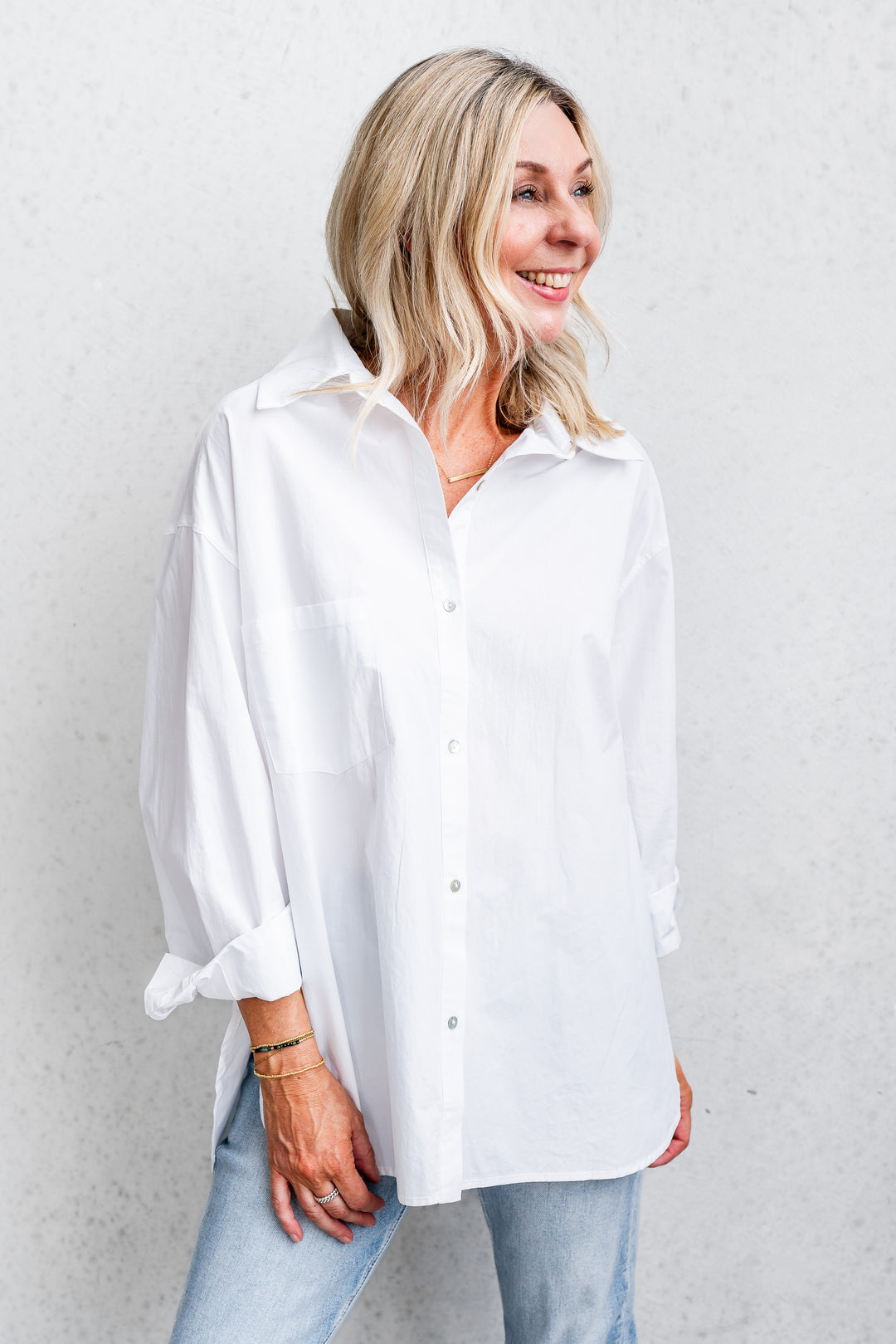 Bri Poplin Shirt - White