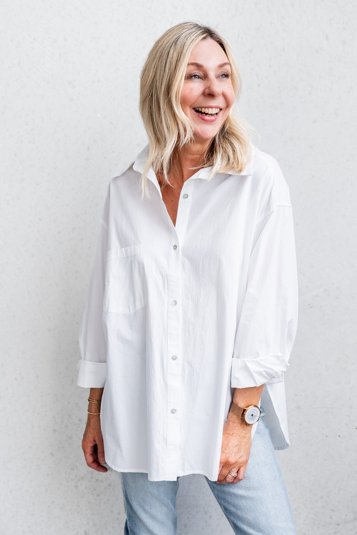 Bri Poplin Shirt - White