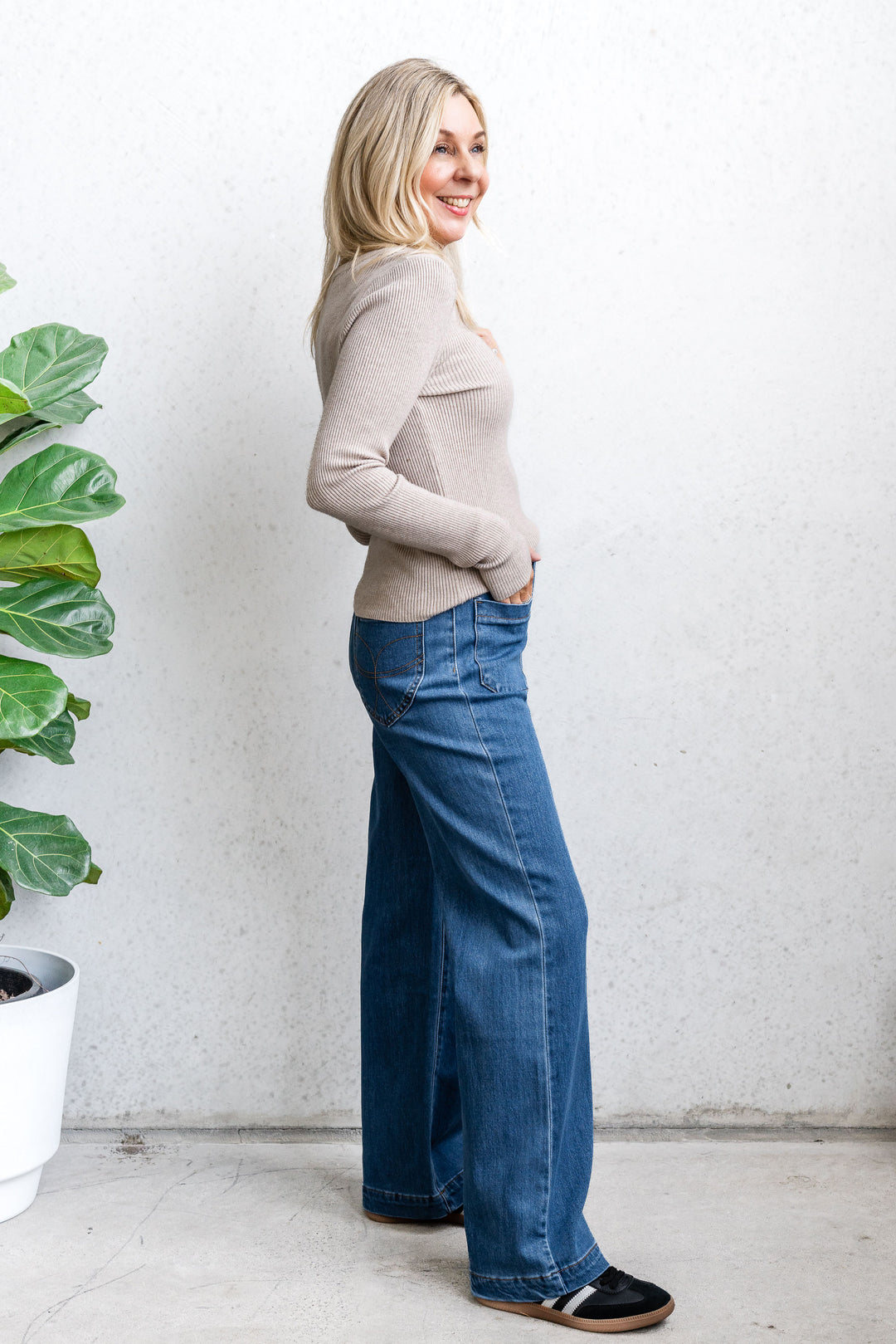 Sophie Wide Leg Jean - Dark Blue