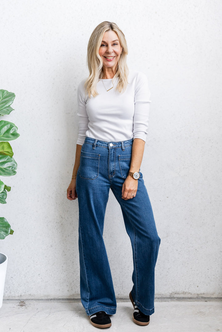 Sophie Wide Leg Jean - Dark Blue