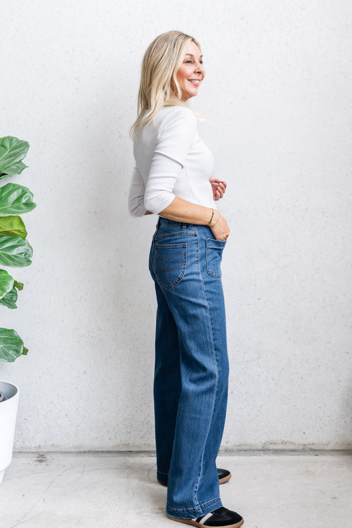 Sophie Wide Leg Jean - Dark Blue