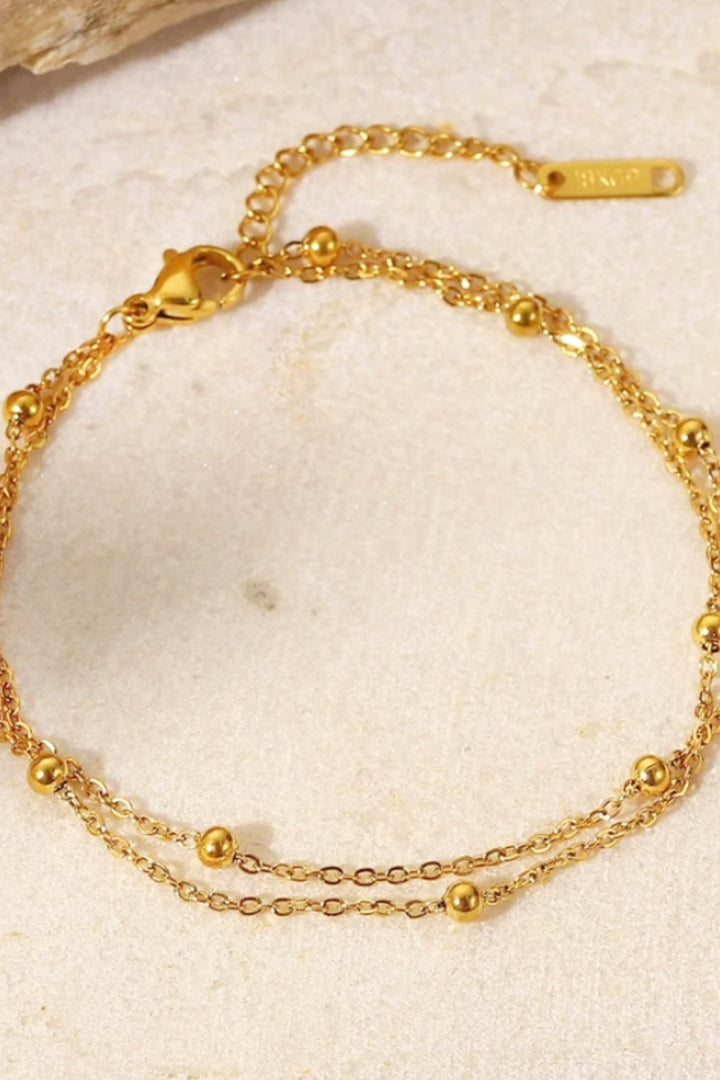 18K gold plated double chain ball bracelet