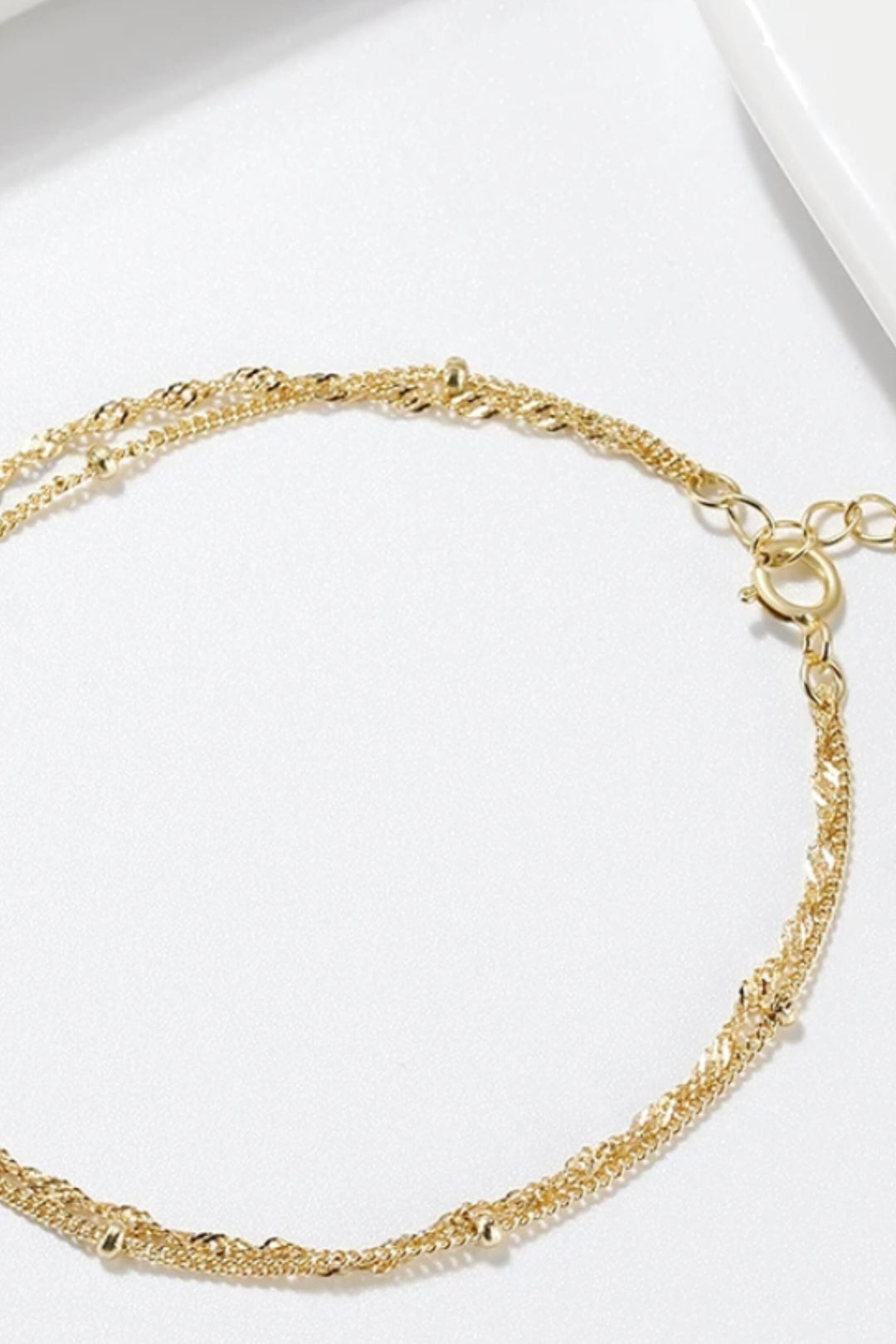 18K Gold Delicate Double Chain Bracelet
