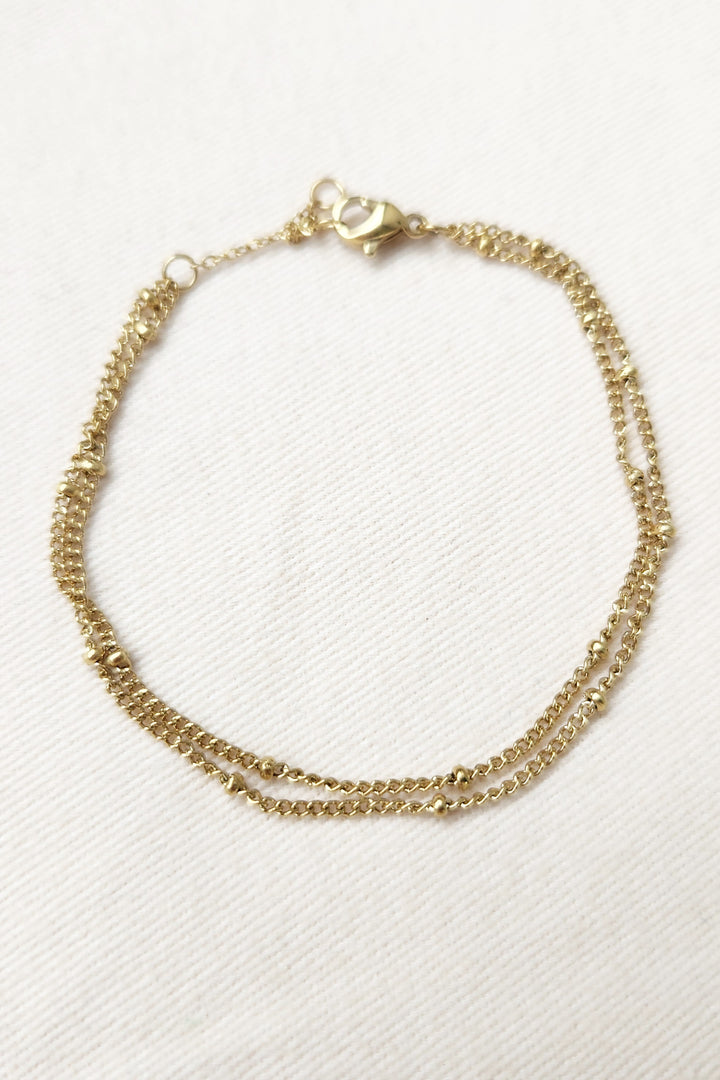 Double Layer Dot Bead Bracelet - Gold