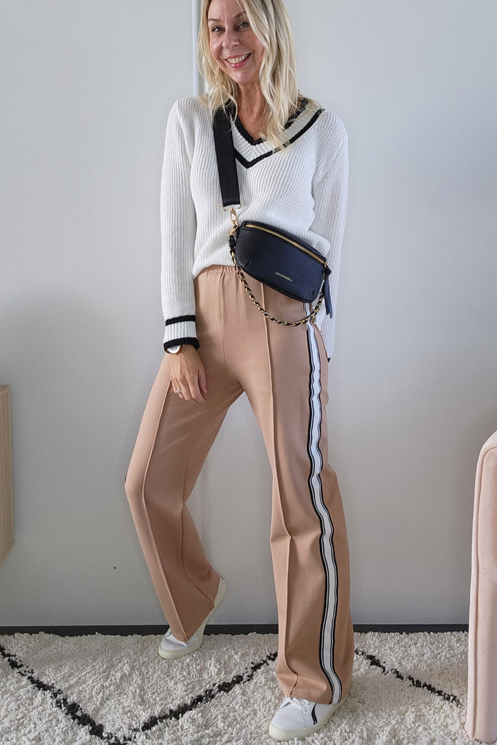 Lina Side Stripe Pant - Tan