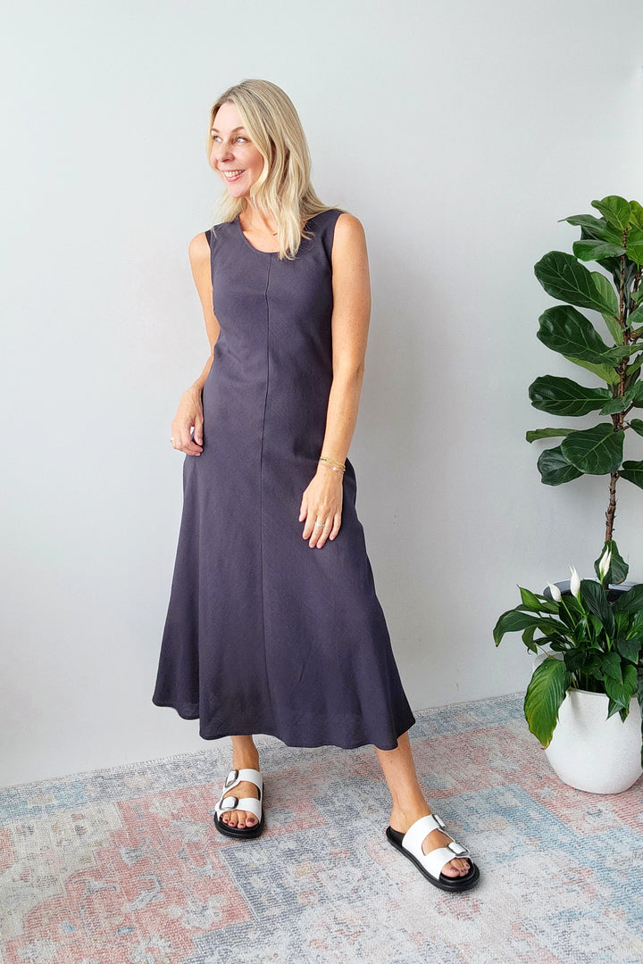 Bias Slip Dress - Navy