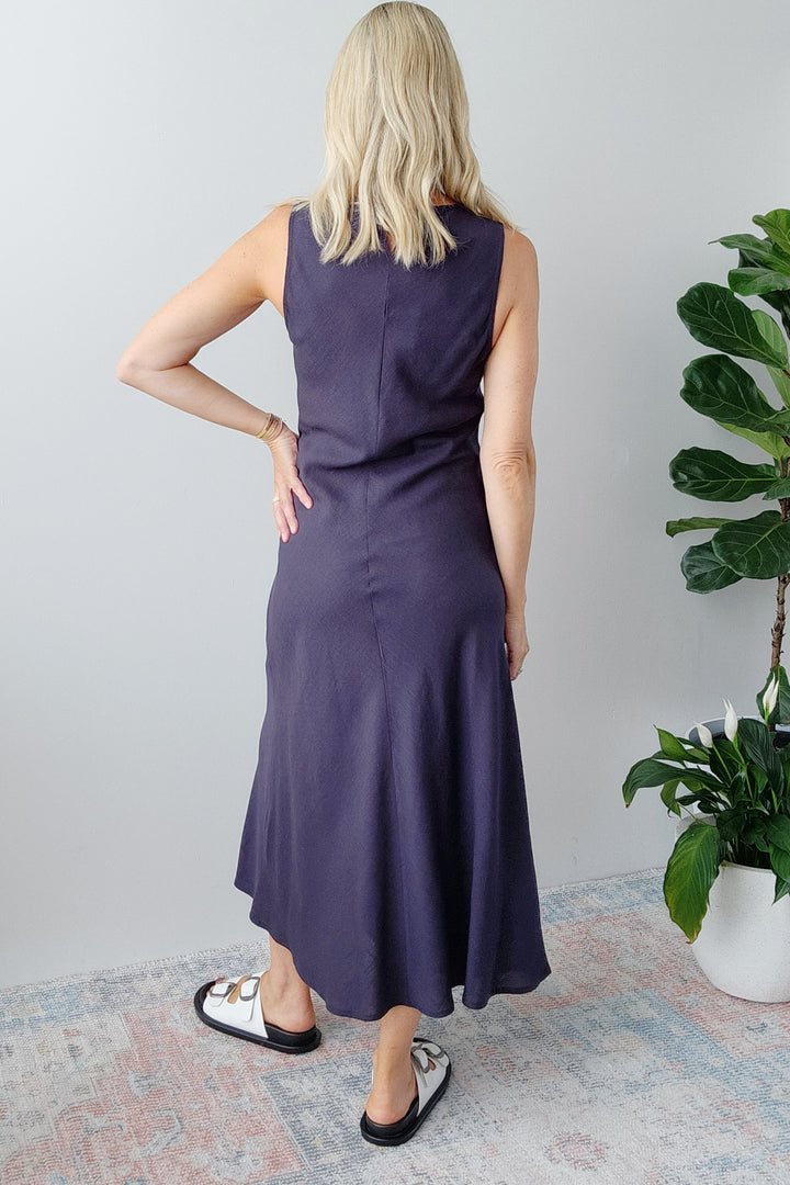 Bias Slip Dress - Navy